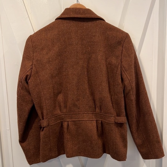 International Scene Vintage Brown Wool Herringbone Zip Up Jacket Size 6 - Picture 3 of 9